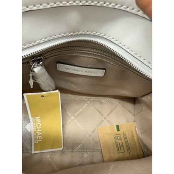 RETAIL $498 Michael Kors Hamilton Small Logo Embossed Washed Denim Satchel*NEW - Picture 8 of 13